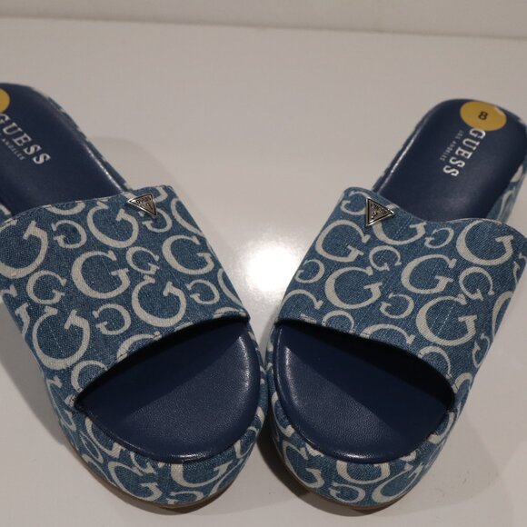 Guess Blue Platform Open Toe Slides - Size 8 PERFECT CONDITION! - Picture 6 of 8